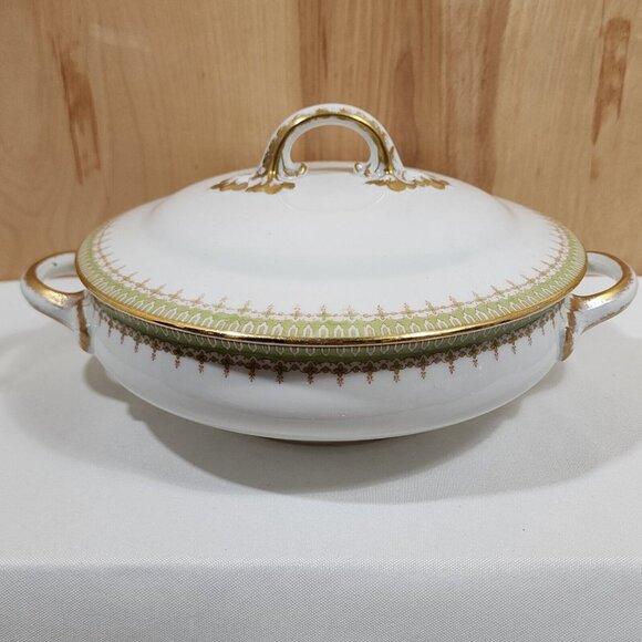 Wm Guerin Limoges Covered Serving Bowl 7.5" handled porcelain dish gold gilt - Picture 11 of 11
